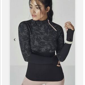 Fabletics Amelie Black Swirl Seamless Mauve Zipper Activewear